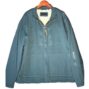 DKOTA Grizzly Sherpa Lined Canvas Chore Coat Mens L Slate Blue Full Zip Utility